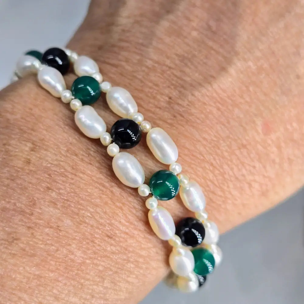 ?DEco Divine’ 7.5’’ Bracelet- Pearls Onyx - Bracelet