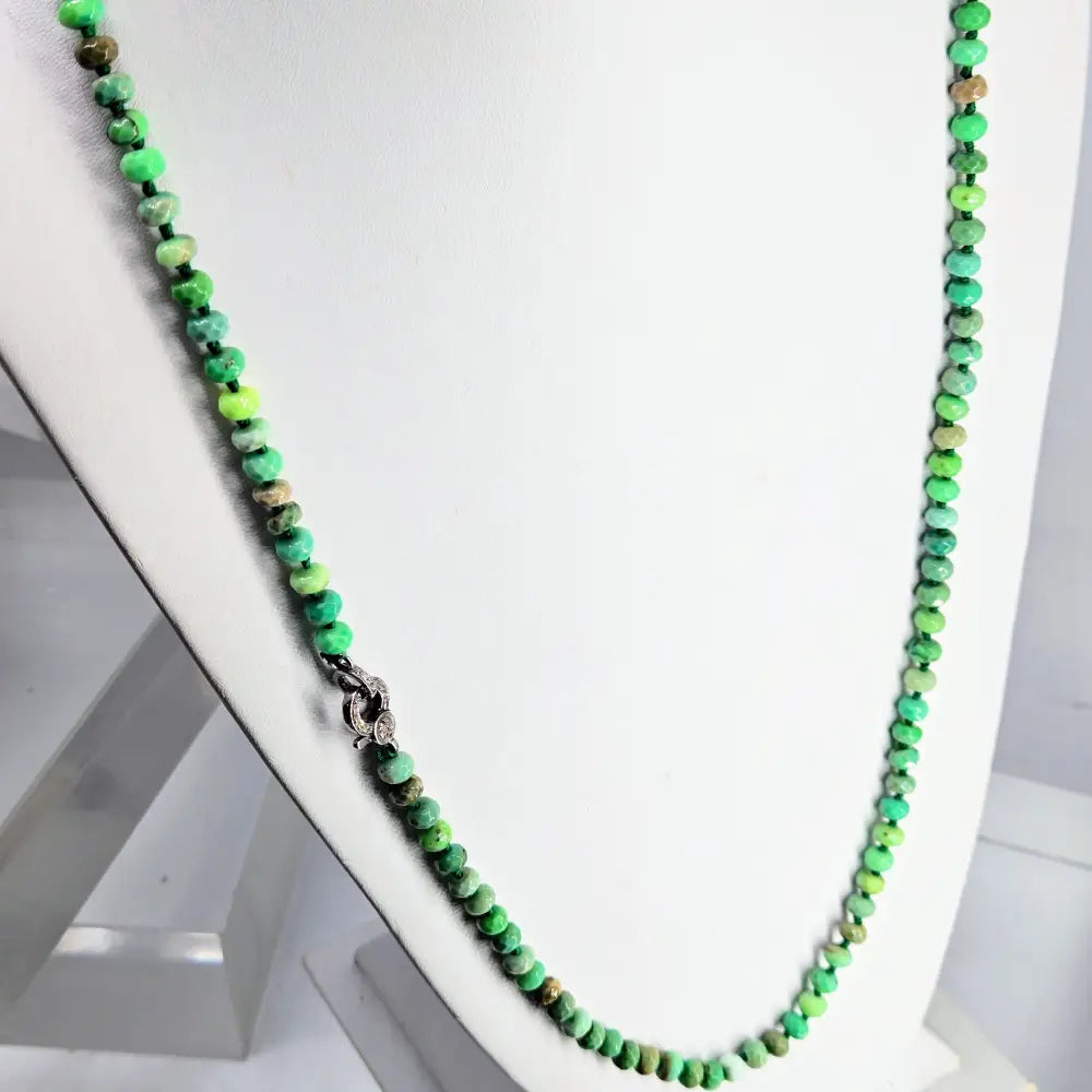 ?DElicious Candy String’ 31’’ Convertible Necklace - Chrysoprase Diamonds Sterling