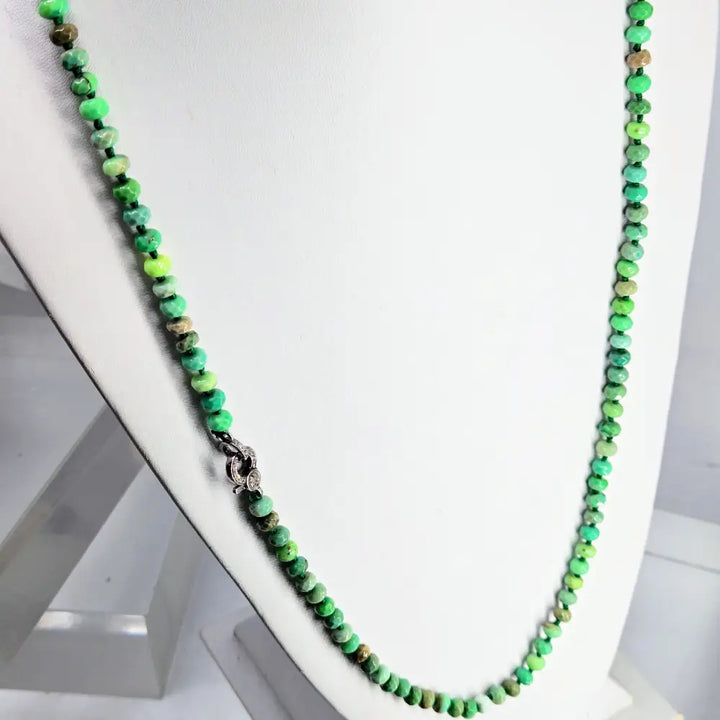 ?DElicious Candy String’ 31’’ Convertible Necklace - Chrysoprase Diamonds Sterling
