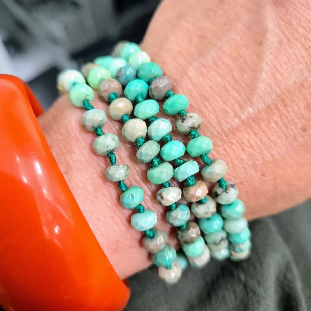 ?DElicious Candy String’ 31’’ Convertible Necklace - Chrysoprase Diamonds Sterling