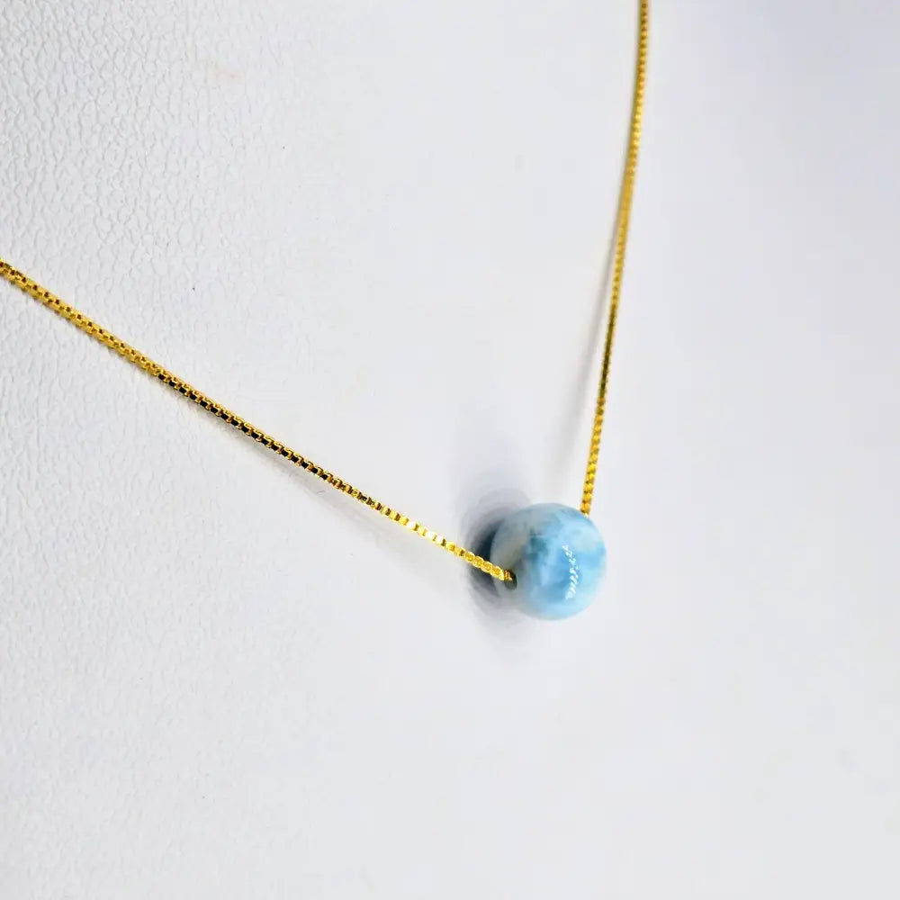 ?DRoplet’ Adj. Up to 18’’ Necklace - Larimar Anti-tarnish Gold Sterling