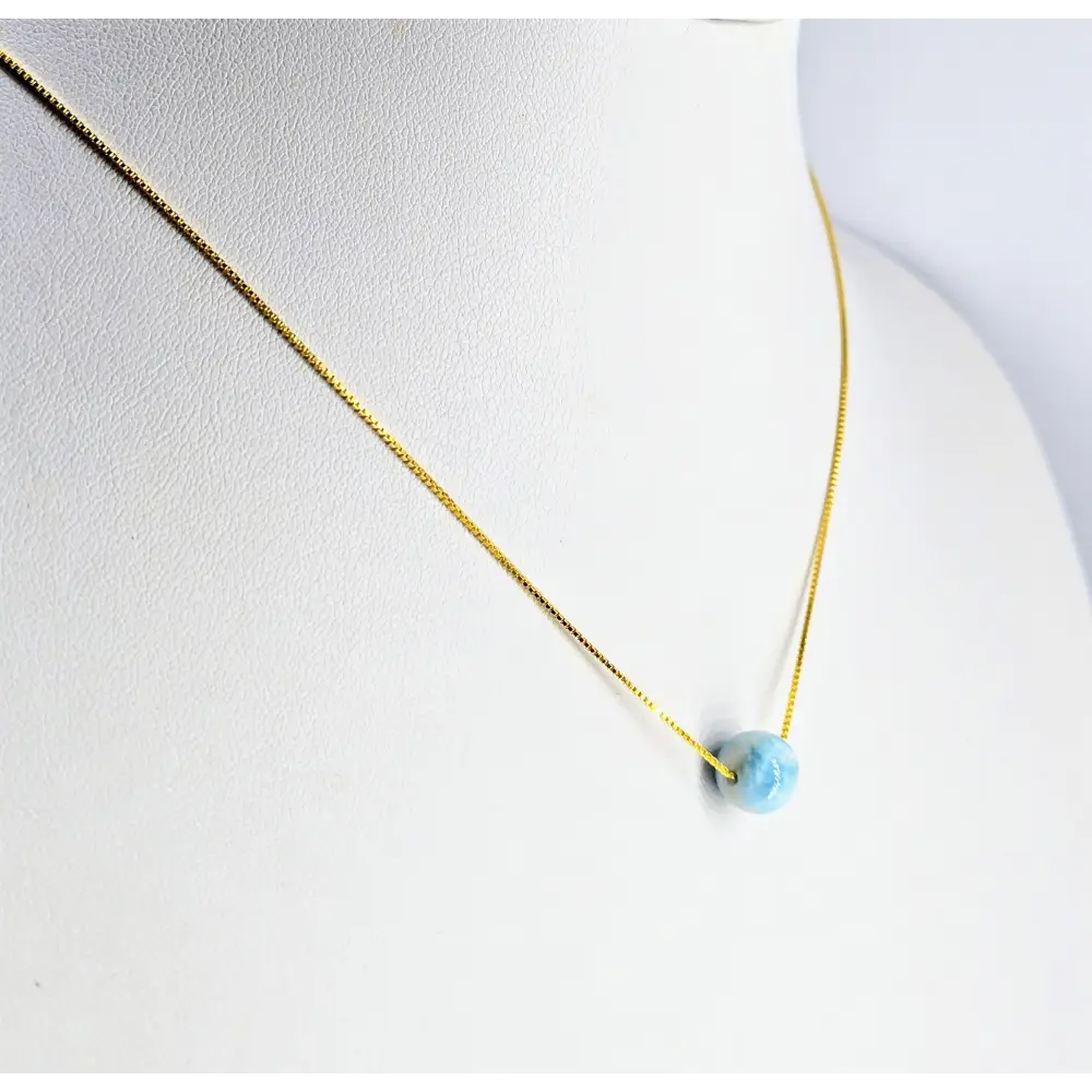 ?DRoplet’ Adj. Up to 18’’ Necklace - Larimar Anti-tarnish Gold Sterling