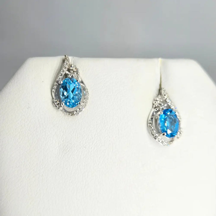 ?DRoplets’.5’’ Earrings - Blue Topaz Diamonds Anti-tarnish Sterling