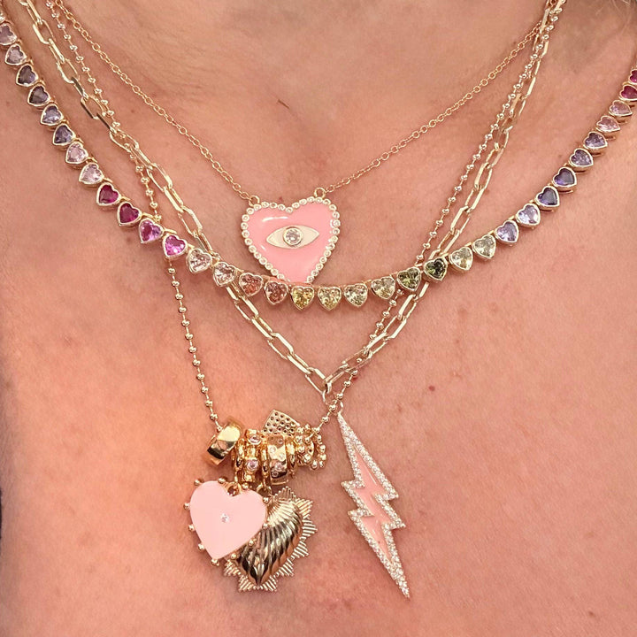 Rainbow Heart Tennis Necklace – view 3