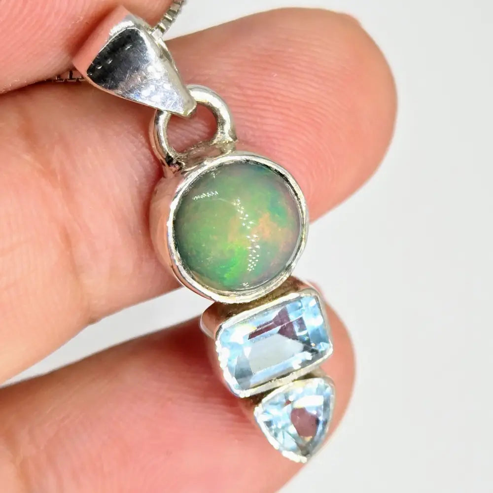 ?EArthly Wonder’ 18’’ Necklace 1.25’’ Pendant Opal Topaz Sterling