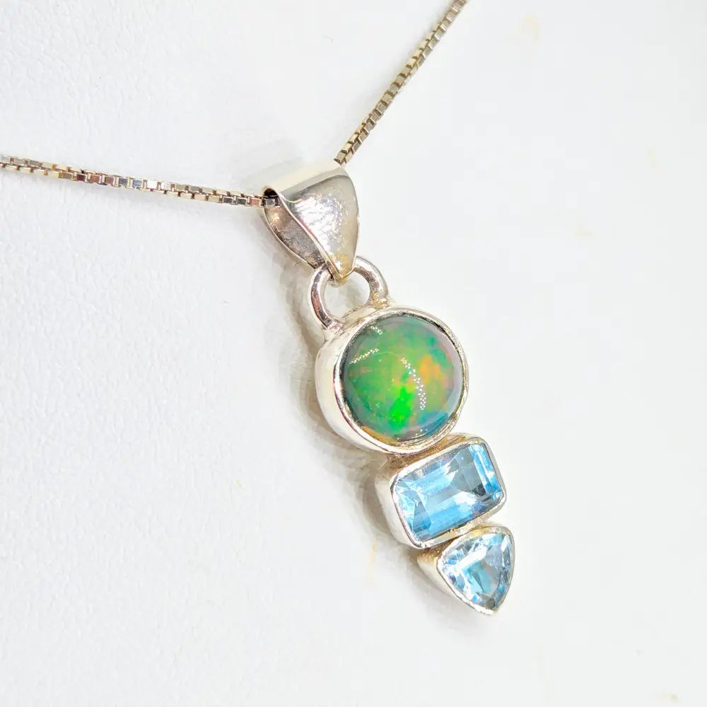 ?EArthly Wonder’ 18’’ Necklace 1.25’’ Pendant Opal Topaz Sterling