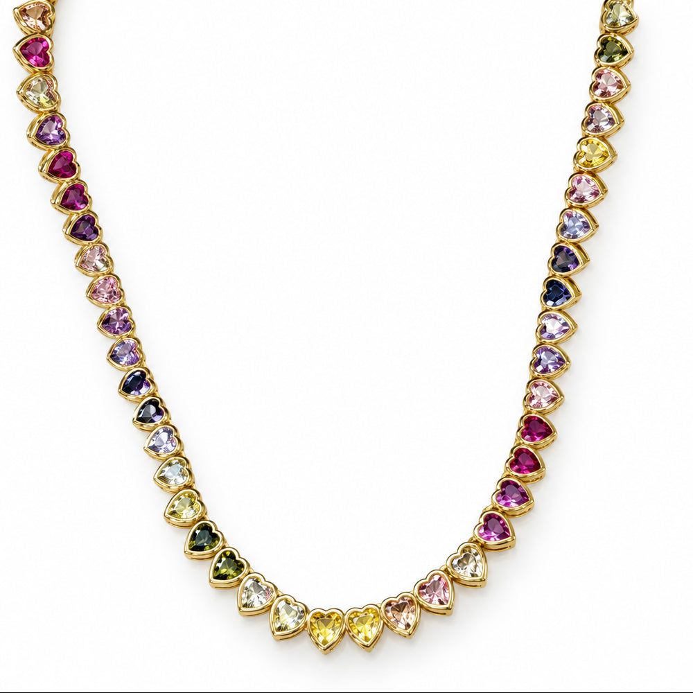 Rainbow Heart Tennis Necklace – view 5