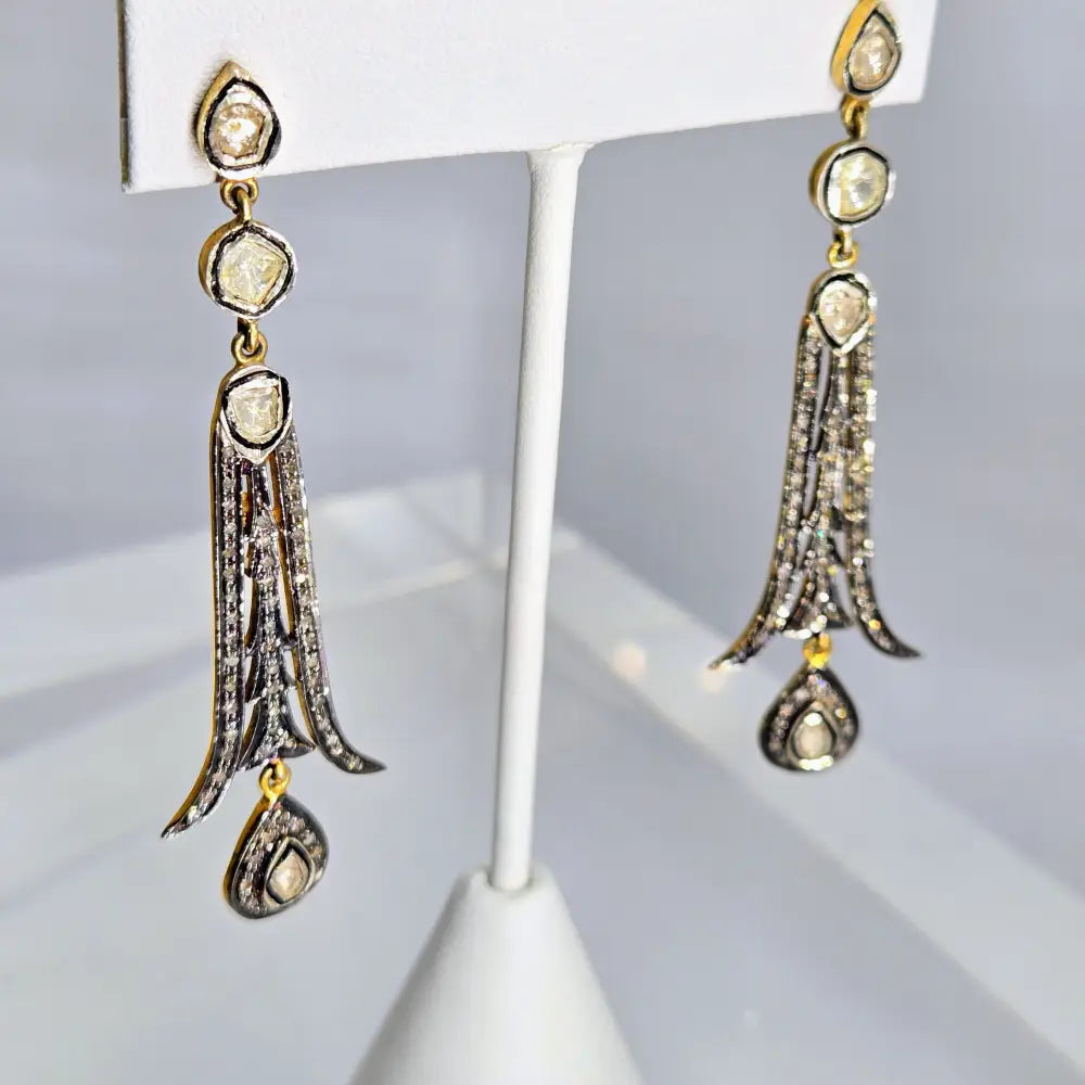 ?EMpire State’ 2.75’’ Earrings - Diamonds Sterling
