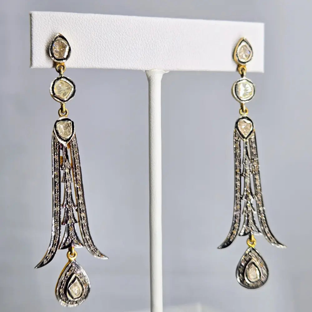 ?EMpire State’ 2.75’’ Earrings - Diamonds Sterling
