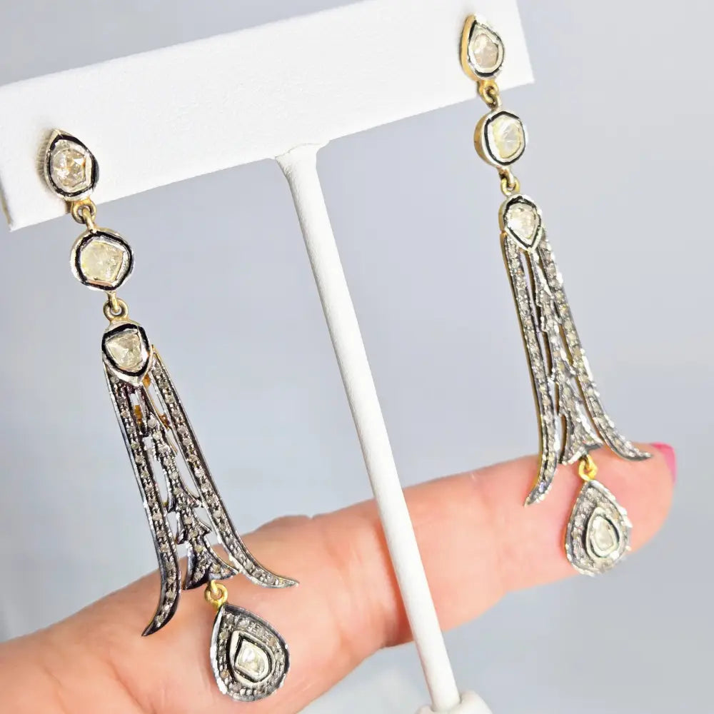 ?EMpire State’ 2.75’’ Earrings - Diamonds Sterling
