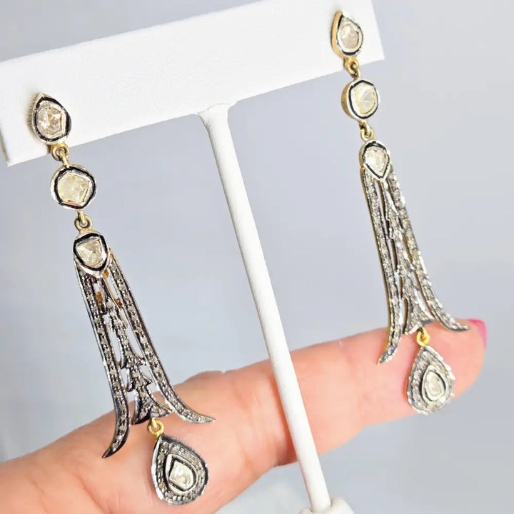 ?EMpire State’ 2.75’’ Earrings - Diamonds Sterling
