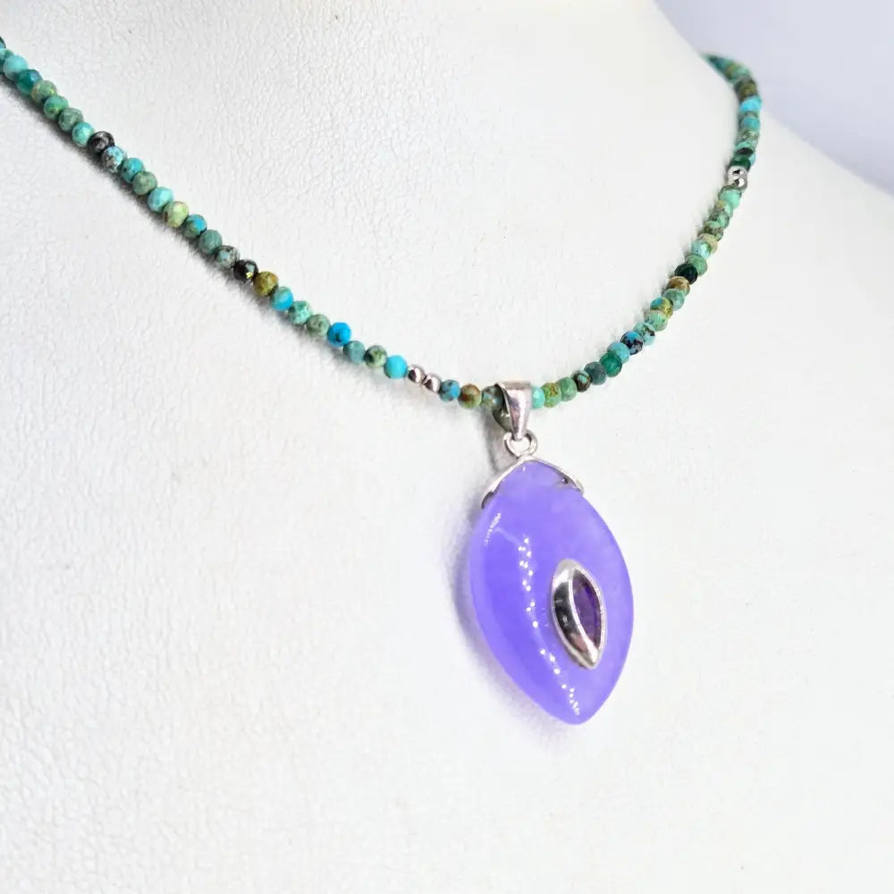 ?ENchanted Garden’ 16’’ - 18’’ Pendant Necklace - Turquoise Amethyst Jade Sterling