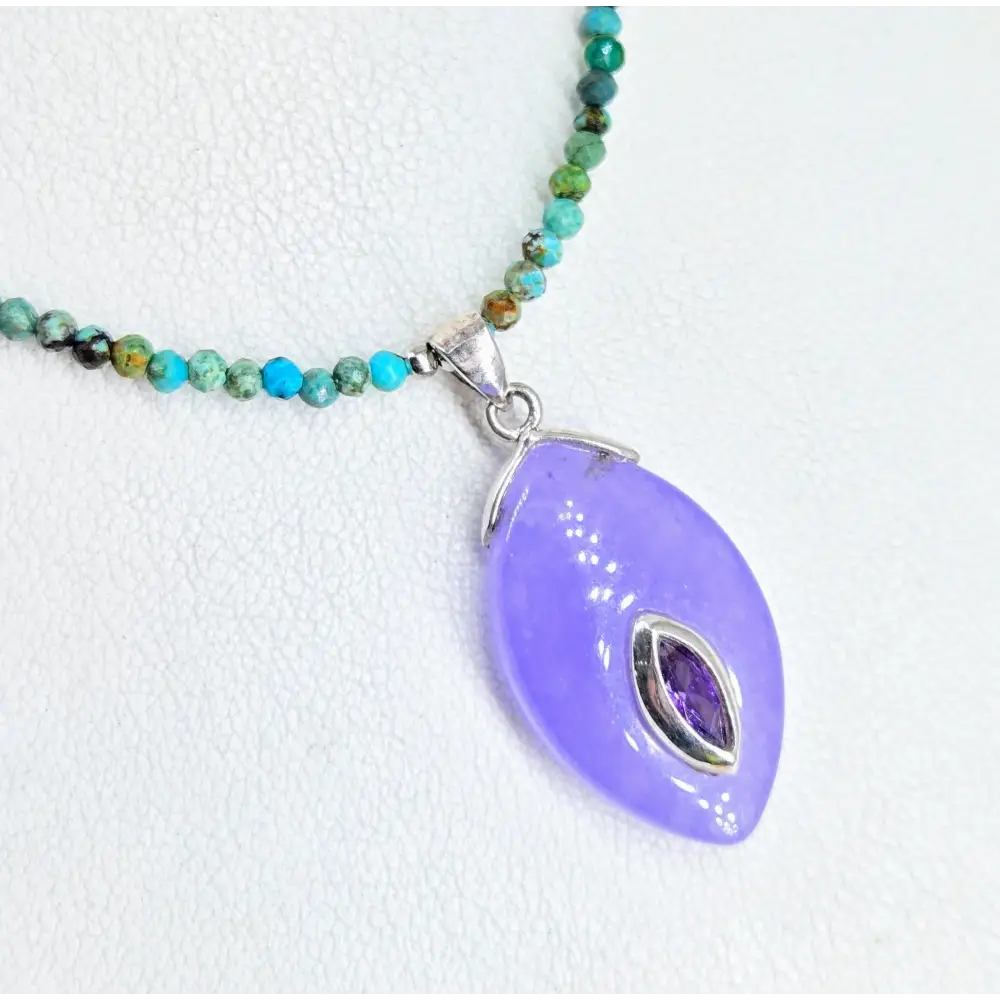 ?ENchanted Garden’ 16’’ - 18’’ Pendant Necklace - Turquoise Amethyst Jade Sterling