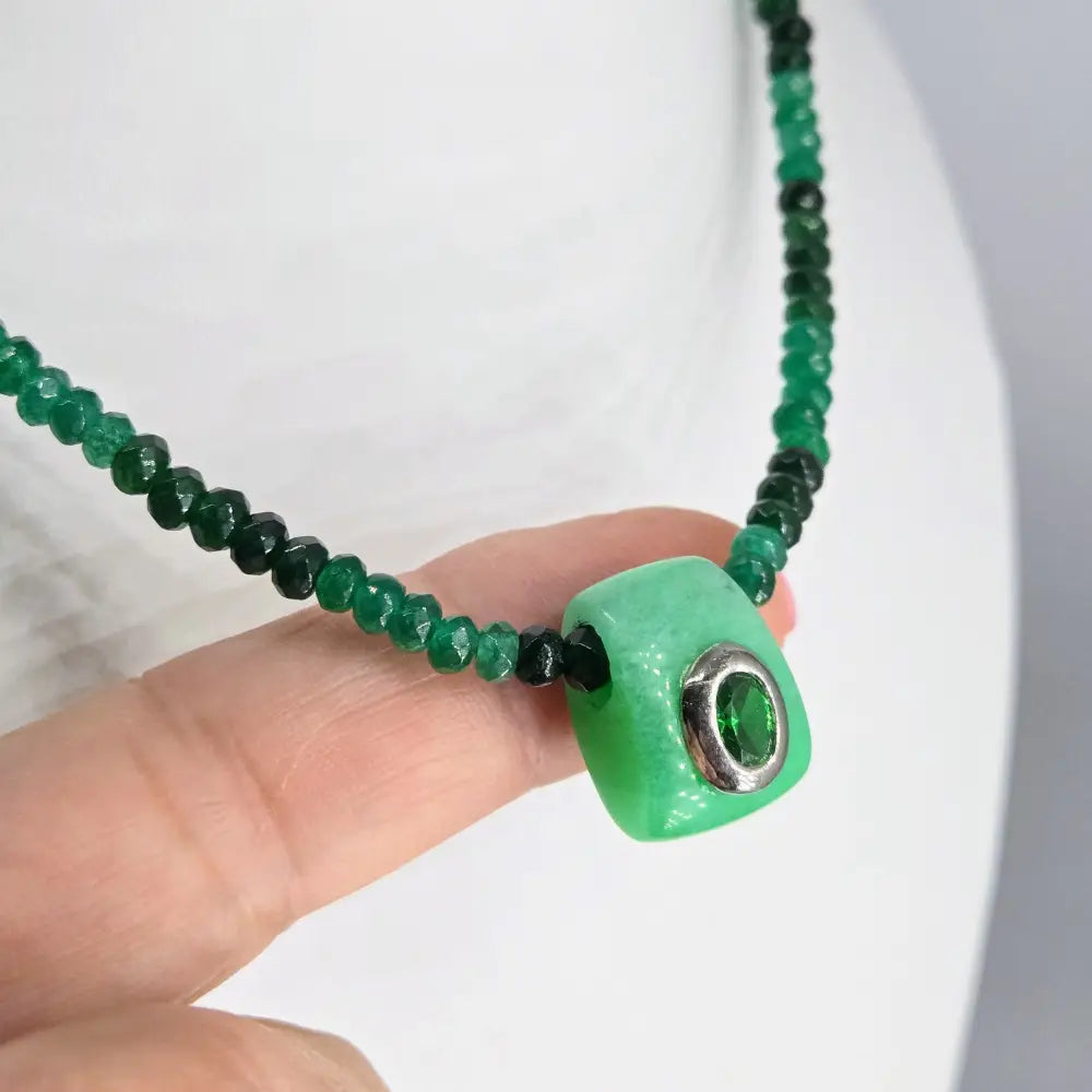?ESmeralda’ 15-17’’ Pendant Necklace - Quartz Topaz Jade