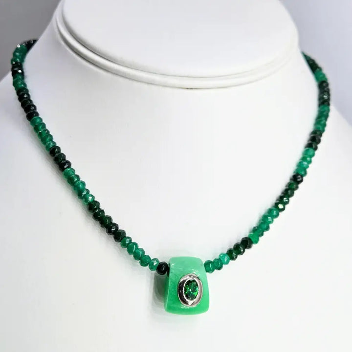 ?ESmeralda’ 15-17’’ Pendant Necklace - Quartz Topaz Jade
