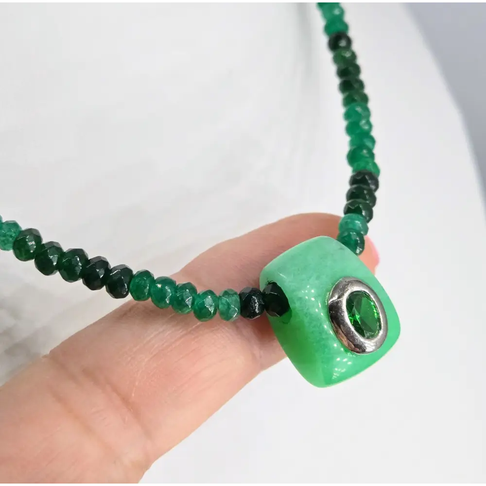 ?ESmeralda’ 15-17’’ Pendant Necklace - Quartz Topaz Jade