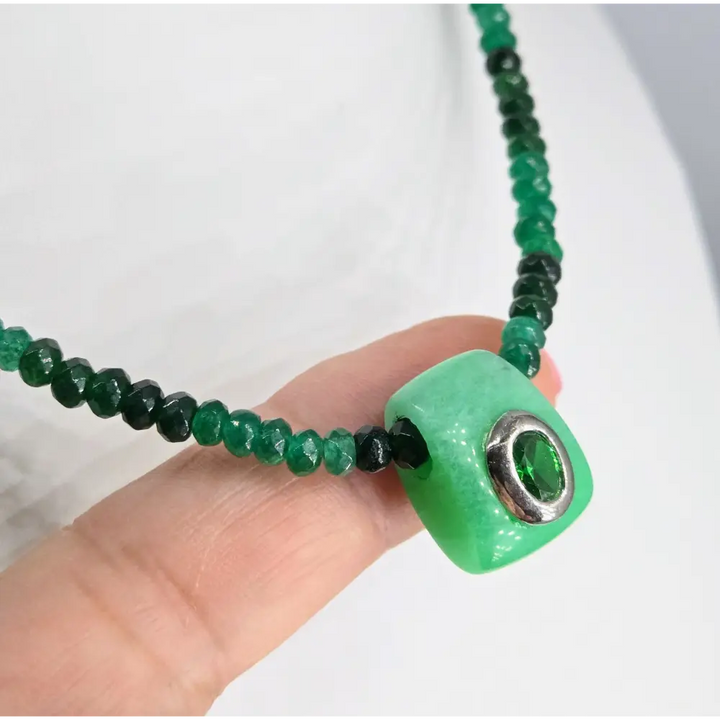 ?ESmeralda’ 15-17’’ Pendant Necklace - Quartz Topaz Jade