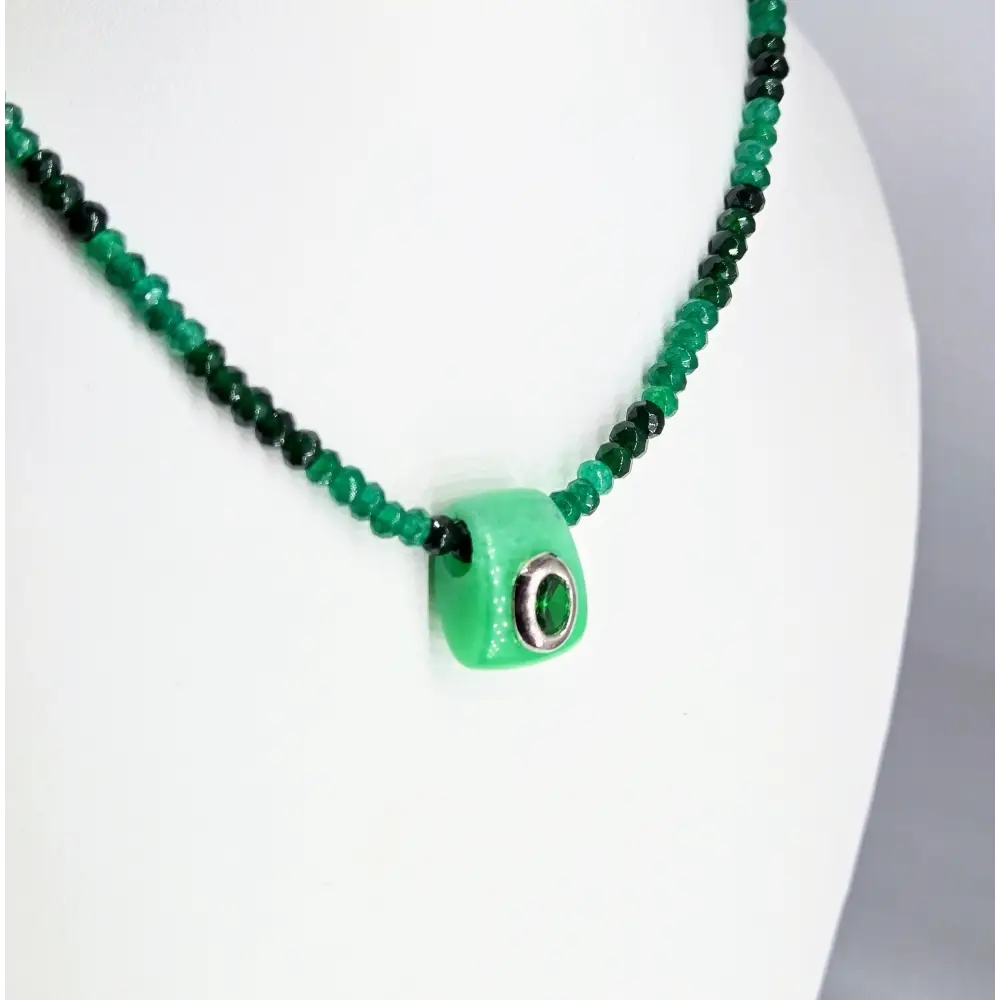 ?ESmeralda’ 15-17’’ Pendant Necklace - Quartz Topaz Jade