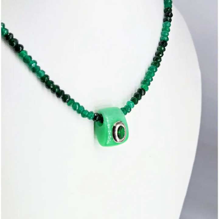 ?ESmeralda’ 15-17’’ Pendant Necklace - Quartz Topaz Jade
