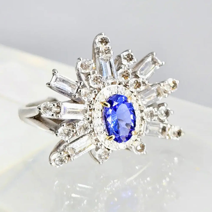 ?EStrella Violeta’ Sz 7 Ring - Tanzanite Diamonds Sapphire Topaz Anti-tarnish Sterling