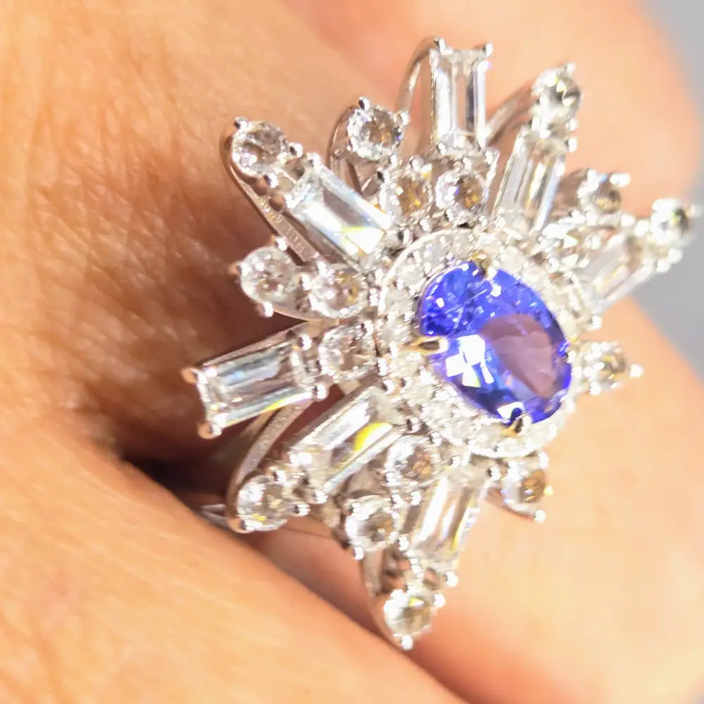 ?EStrella Violeta’ Sz 7 Ring - Tanzanite Diamonds Sapphire Topaz Anti-tarnish Sterling
