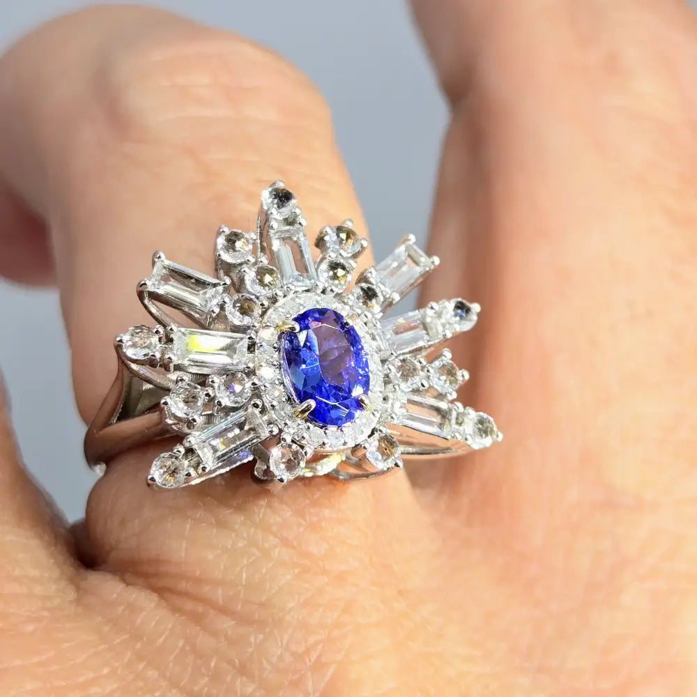 ?EStrella Violeta’ Sz 7 Ring - Tanzanite Diamonds Sapphire Topaz Anti-tarnish Sterling