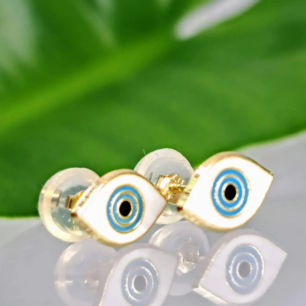 ?EVil Eye Studs’ 1/8’’ Earrings - Enamel 14k Gold