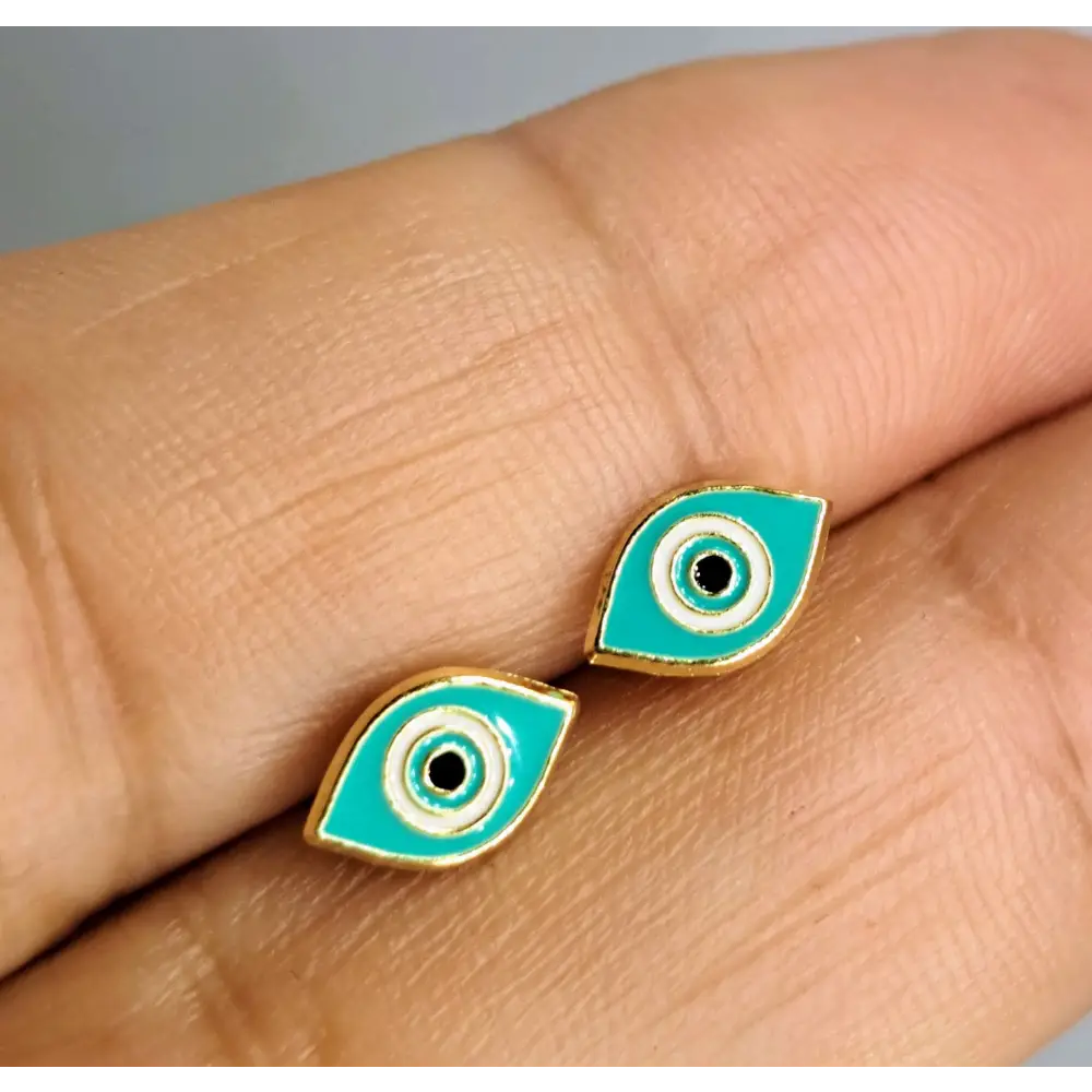?EVil Eye Studs’ 1/8’’ Earrings - Enamel 14k Gold