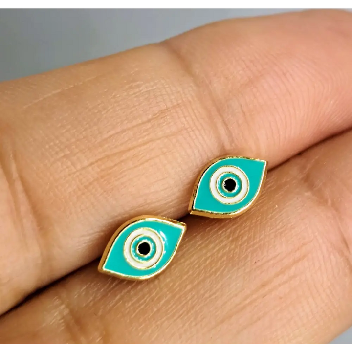 ?EVil Eye Studs’ 1/8’’ Earrings - Enamel 14k Gold