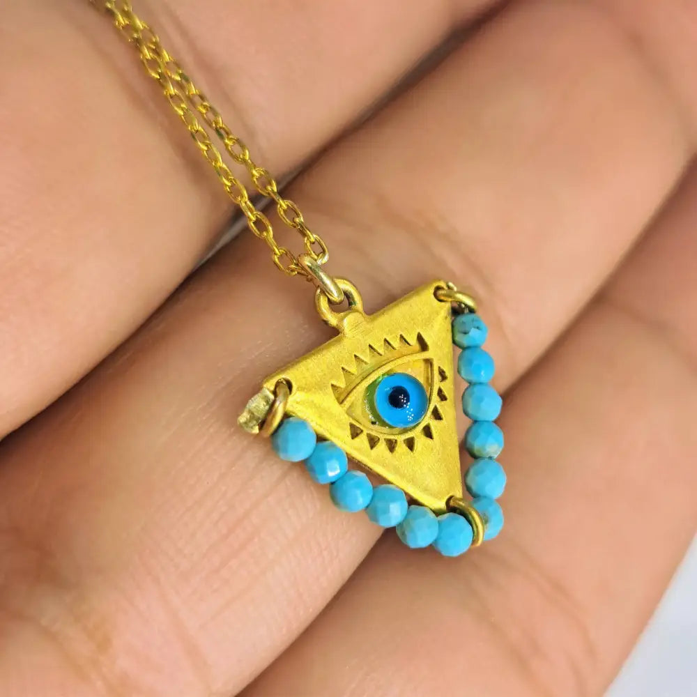 Outlet: ?Eye Believe’ Pendant Necklace - Lampworked Glass Coral or Turquoise 18k Gold Sterling