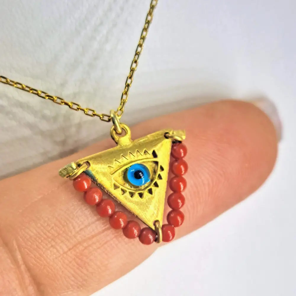 Outlet: ?Eye Believe’ Pendant Necklace - Lampworked Glass Coral or Turquoise 18k Gold Sterling