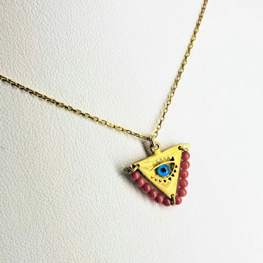 Outlet: ?Eye Believe’ Pendant Necklace - Lampworked Glass Coral or Turquoise 18k Gold Sterling