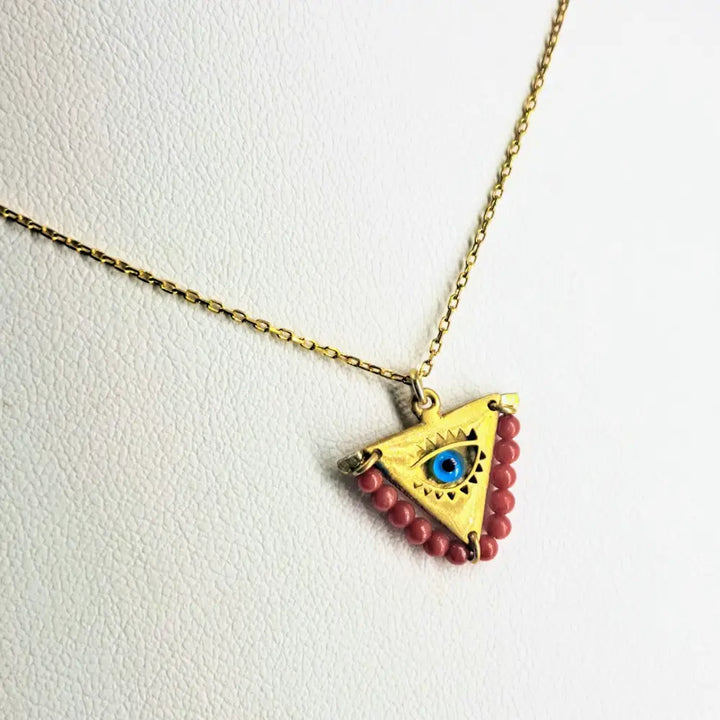Outlet: ?Eye Believe’ Pendant Necklace - Lampworked Glass Coral or Turquoise 18k Gold Sterling