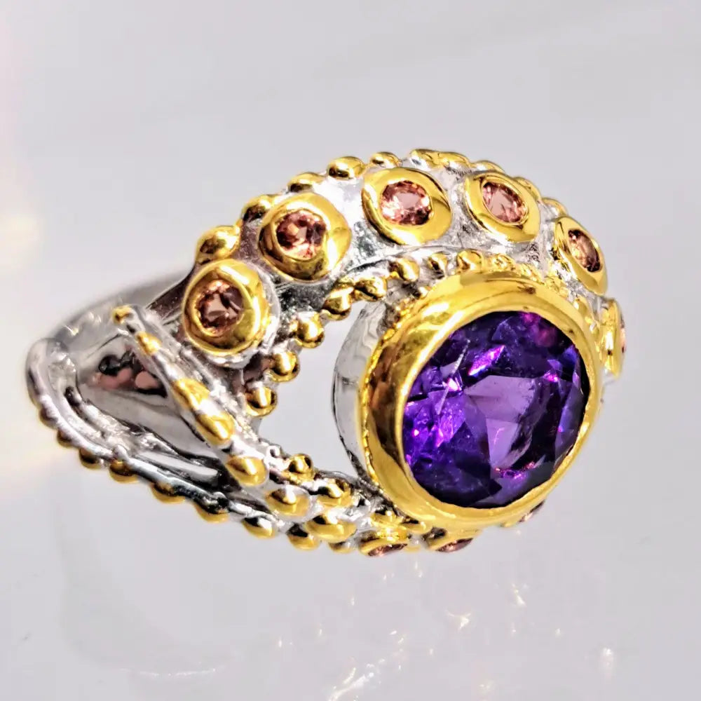 ?EYe Candy!’ Sz 7.25 Ring - Amethyst Mandarin Sapphire 18k Gold Sterling