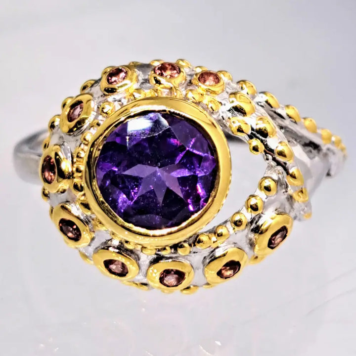 ?EYe Candy!’ Sz 7.25 Ring - Amethyst Mandarin Sapphire 18k Gold Sterling