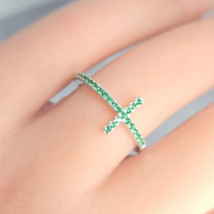 ?FAith’ Pavé Zircon Cross Band Ring - Key West Local Luxe