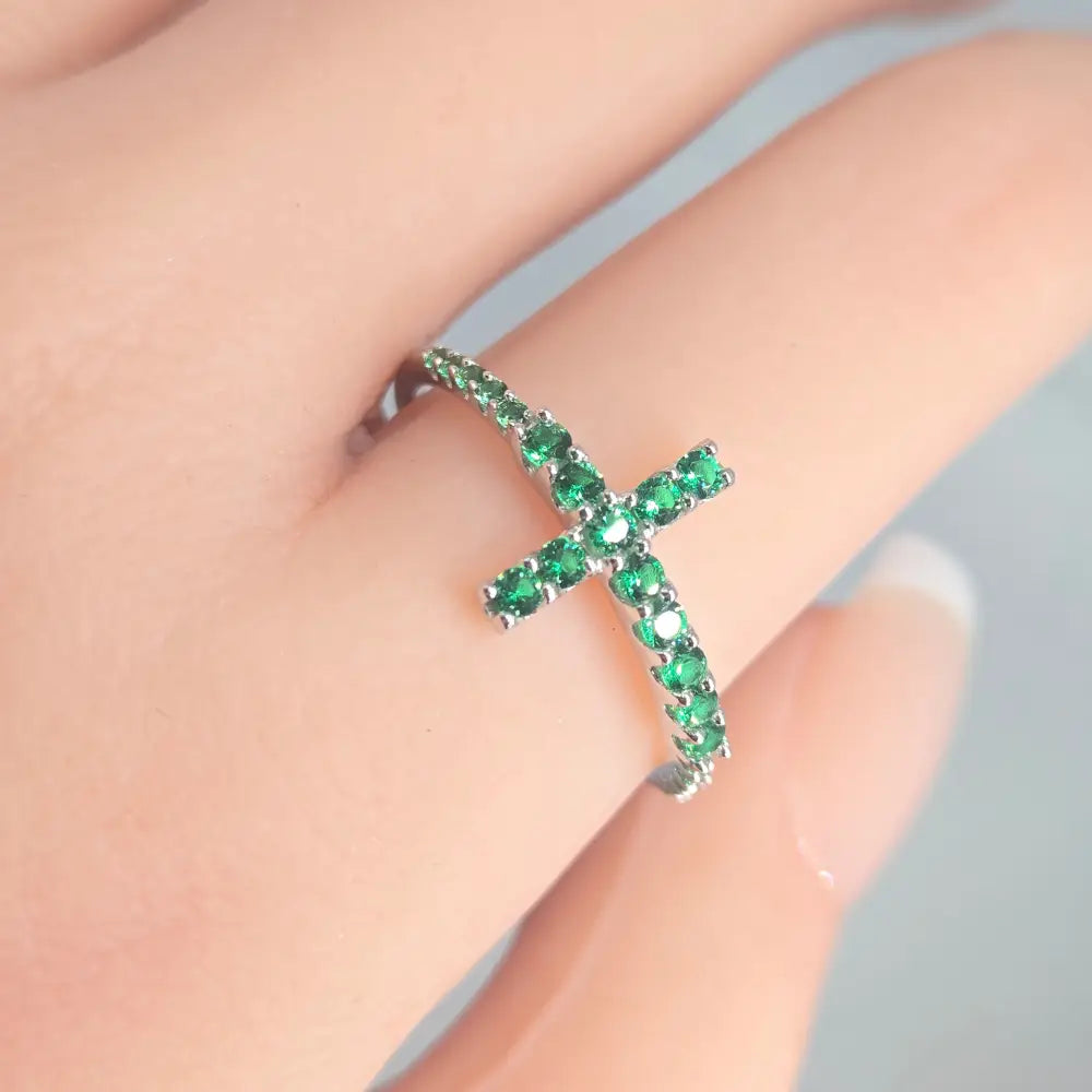 ?FAith’ Pavé Zircon Cross Band Ring - Key West Local Luxe