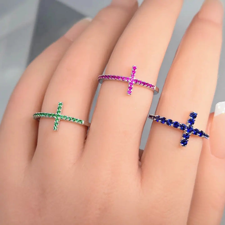 ?FAith’ Pavé Zircon Cross Band Ring - Key West Local Luxe