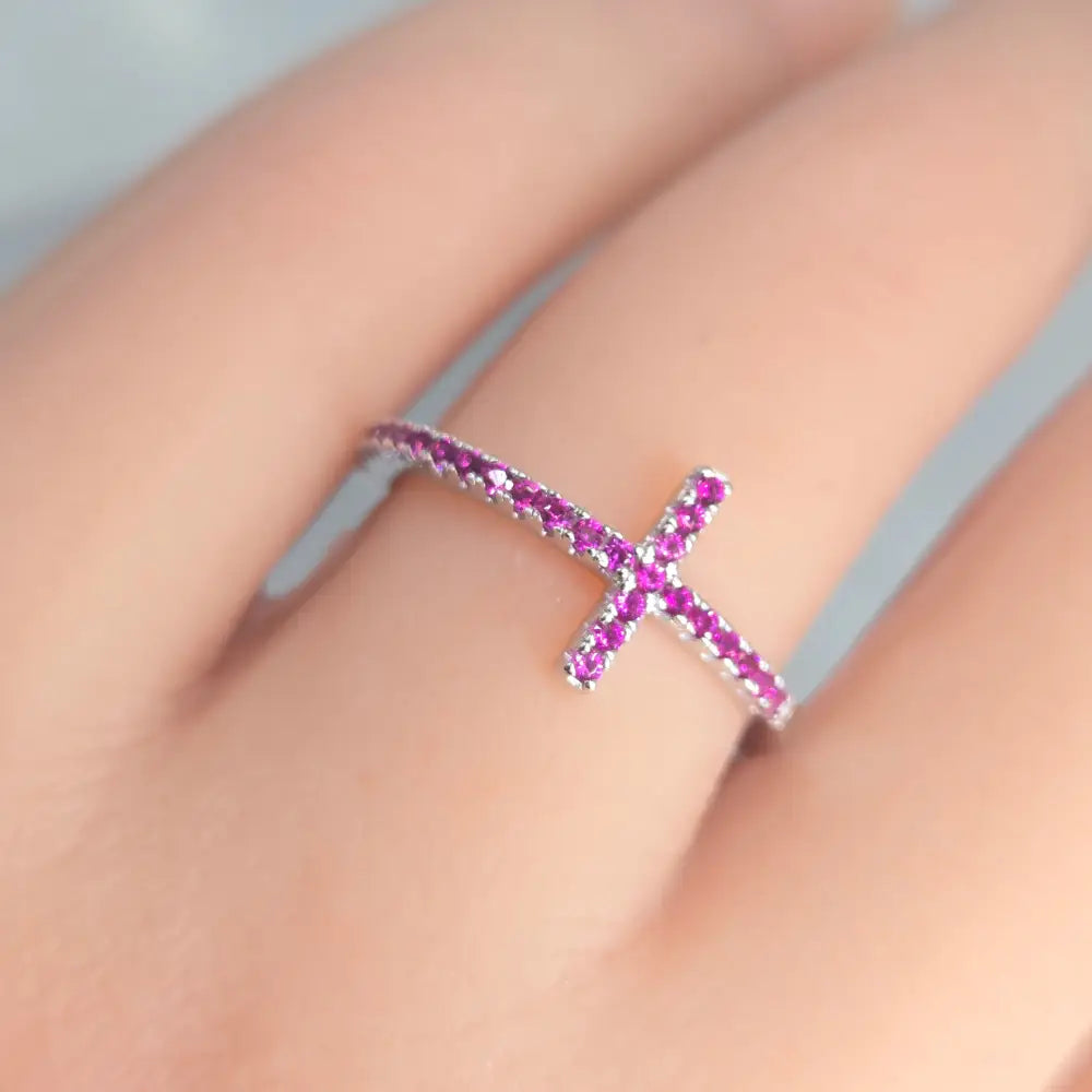 ?FAith’ Pavé Zircon Cross Band Ring - Key West Local Luxe