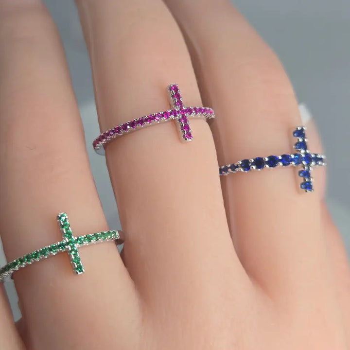 ?FAith’ Pavé Zircon Cross Band Ring - Key West Local Luxe