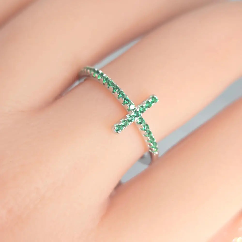 ?FAith’ Pavé Zircon Cross Band Ring - Key West Local Luxe