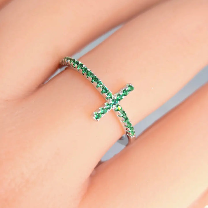 ?FAith’ Pavé Zircon Cross Band Ring - Key West Local Luxe