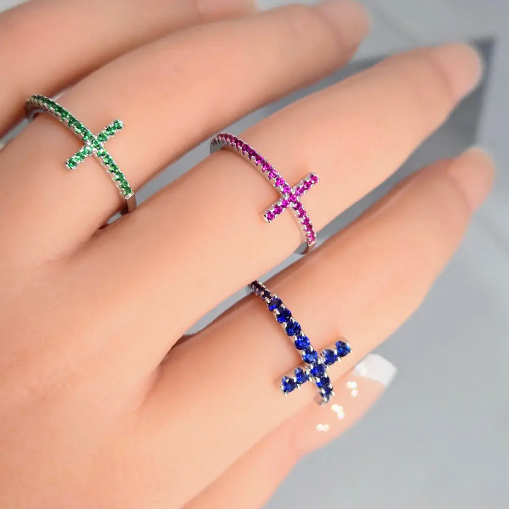 ?FAith’ Pavé Zircon Cross Band Ring - Key West Local Luxe