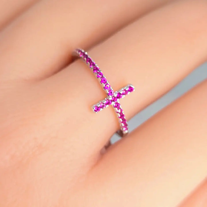 ?FAith’ Pavé Zircon Cross Band Ring - Key West Local Luxe