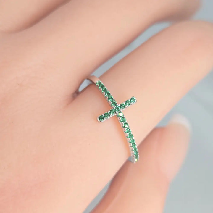 ?FAith’ Pavé Zircon Cross Band Ring - Key West Local Luxe