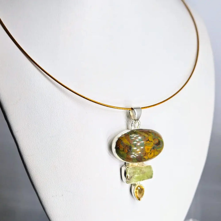?FAuna’ 2’’ Pendant - Jasper Kyanite Citrine Sterling - Key West Local Luxe