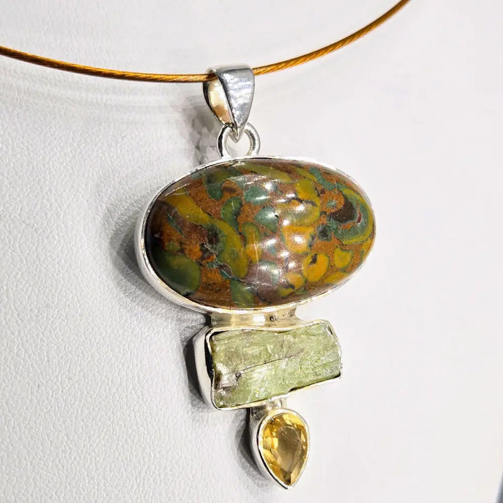 ?FAuna’ 2’’ Pendant - Jasper Kyanite Citrine Sterling - Key West Local Luxe
