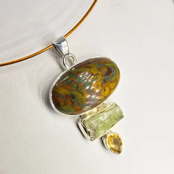 ?FAuna’ 2’’ Pendant - Jasper Kyanite Citrine Sterling - Key West Local Luxe
