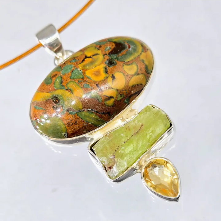 ?FAuna’ 2’’ Pendant - Jasper Kyanite Citrine Sterling - Key West Local Luxe