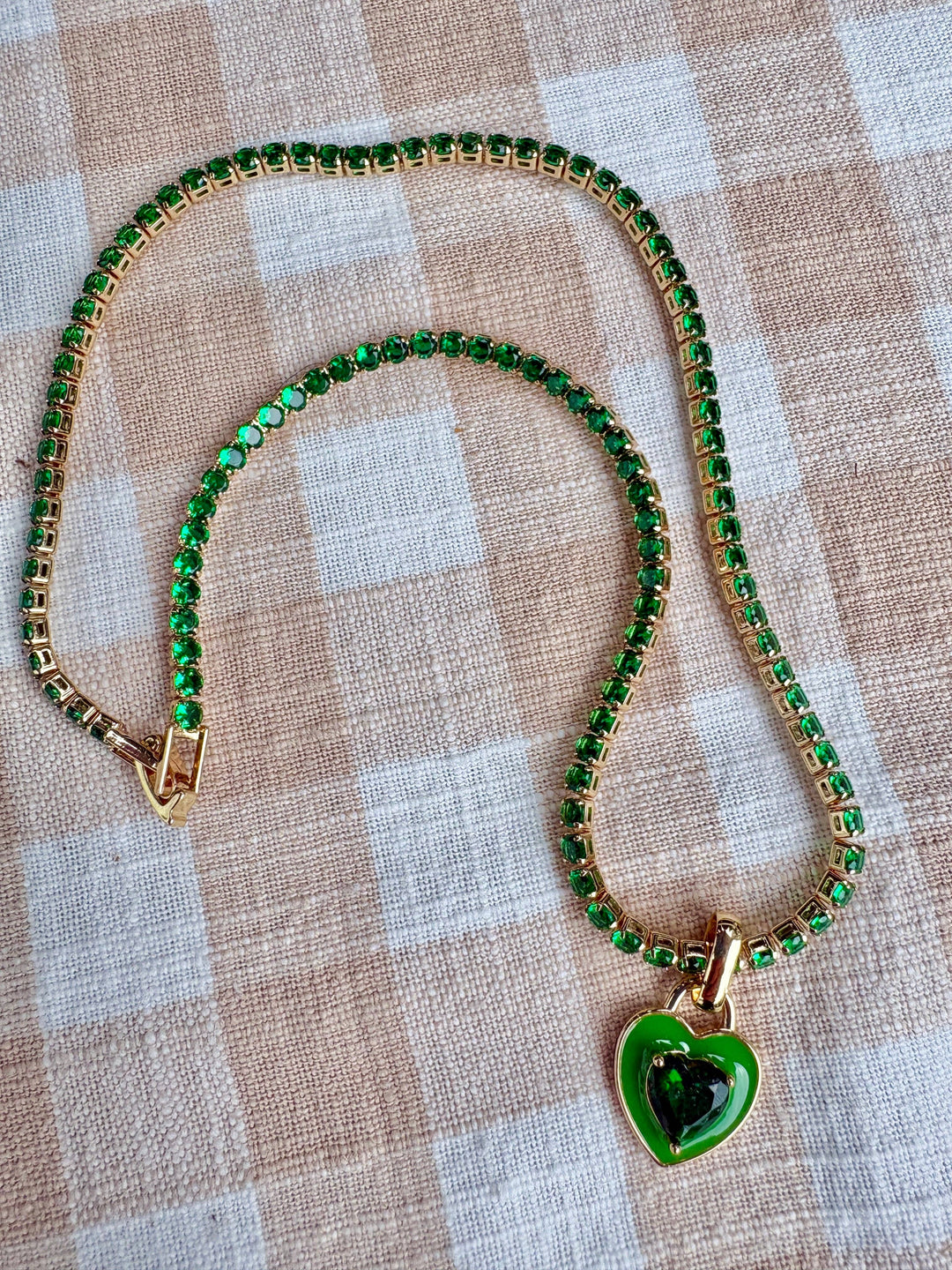 "My Heart" 16" Crystal & Enamel, Tennis Necklace